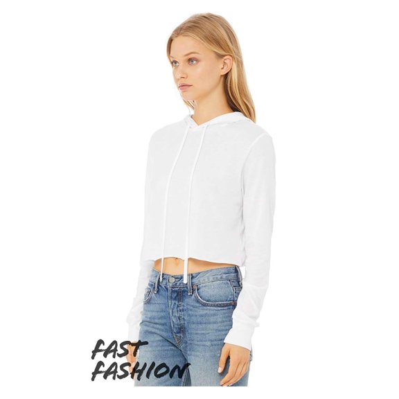 BELLA CANVAS Womens Triblend Crop Long Sleeve Hoodie