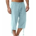 thumbnail image 2 of Atogsazn Mens Casual Capris Loose Elastic Waist Drawstring Cropped Pants Lightweight Solid Color Shorts Sky Blue XL, 2 of 7