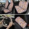 thumbnail image 2 of Yuyamidu Colorful Floral Car Seat Cover Full Set with Steering Wheel Cover Seat Belt Pads Armrest Cover Cushion Cup Holders Lip Gloss Holder Keychain for Most Vehicles Floral Auto Accessories, 2 of 6