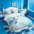 thumbnail image 2 of meiyoeat Sea Turtle 7Pcs Queen Bedding For Boys,Watercolor Blue Coral Bedding Comforter Set Queen For Kids,Reversible, 2 of 7