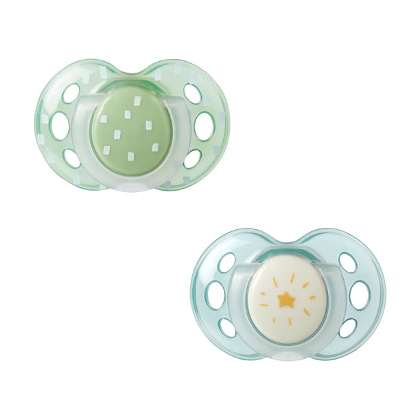 Tommee Tippee Night Time Glow in the Dark Pacifiers 1836m, 2 Count
