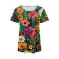 thumbnail image 5 of jtjvou Women's Crewneck Blouse Floral Tees Summer Oversize Short Sleeve Blouse Going out Tops for Teen Trendy Fashion Lady Multicolor,XXL, 5 of 5