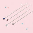 thumbnail image 3 of QQTDFG 925 Sterling Silver Square CZ Threader Ear Thread Through Earrings A1304-Pink, 3 of 3