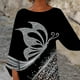thumbnail image 2 of Top Casual Mujer Pamolo Manga 3/4 Dobladillo Irregular Cuello Redondo Estampado De Moda Jersey Tipo 1 XXL, 2 of 5