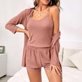 thumbnail image 3 of ZANKLEY Pajamas for Women Set 3 Piece Lounge Set Soft Pajama Sets Waffle Tank Top and Shorts Cardigan with Pockets S-XXL, 3 of 9