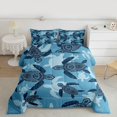 thumbnail image 2 of Homewish Kids Sea Turtle Queen Comforter Set, Navy Marine Seallife Bedding Sets, Bohemian Damask Flower Reversible Bedding Comforter Set, Super Cozy Room Decor, 3 Pieces, 2 of 8
