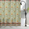 thumbnail image 2 of Vintage Boho Floral Long Shower Curtain Set, Waterproof Shower Curtains for Bathroom, Ethnic Tribe Abstract Art Flowers Washable Fabric Bath Curtain for Bathtub Decoration with Hooks 72x84 Inches, 2 of 9