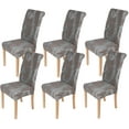 thumbnail image 1 of Stretch Printed Dining Chair Covers, Spandex Removable Washable Dining Chair Protector Slipcovers for Home, Kitchen, Party, Restaurant - Set of 6, Brown, 1 of 7