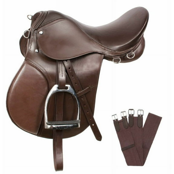 All Purpose Premium Leather English Riding Horse Saddle TACK GET Matching Leather Stirrup & Iron Stirrups Size 12" to 18" INCHES SEAT Available