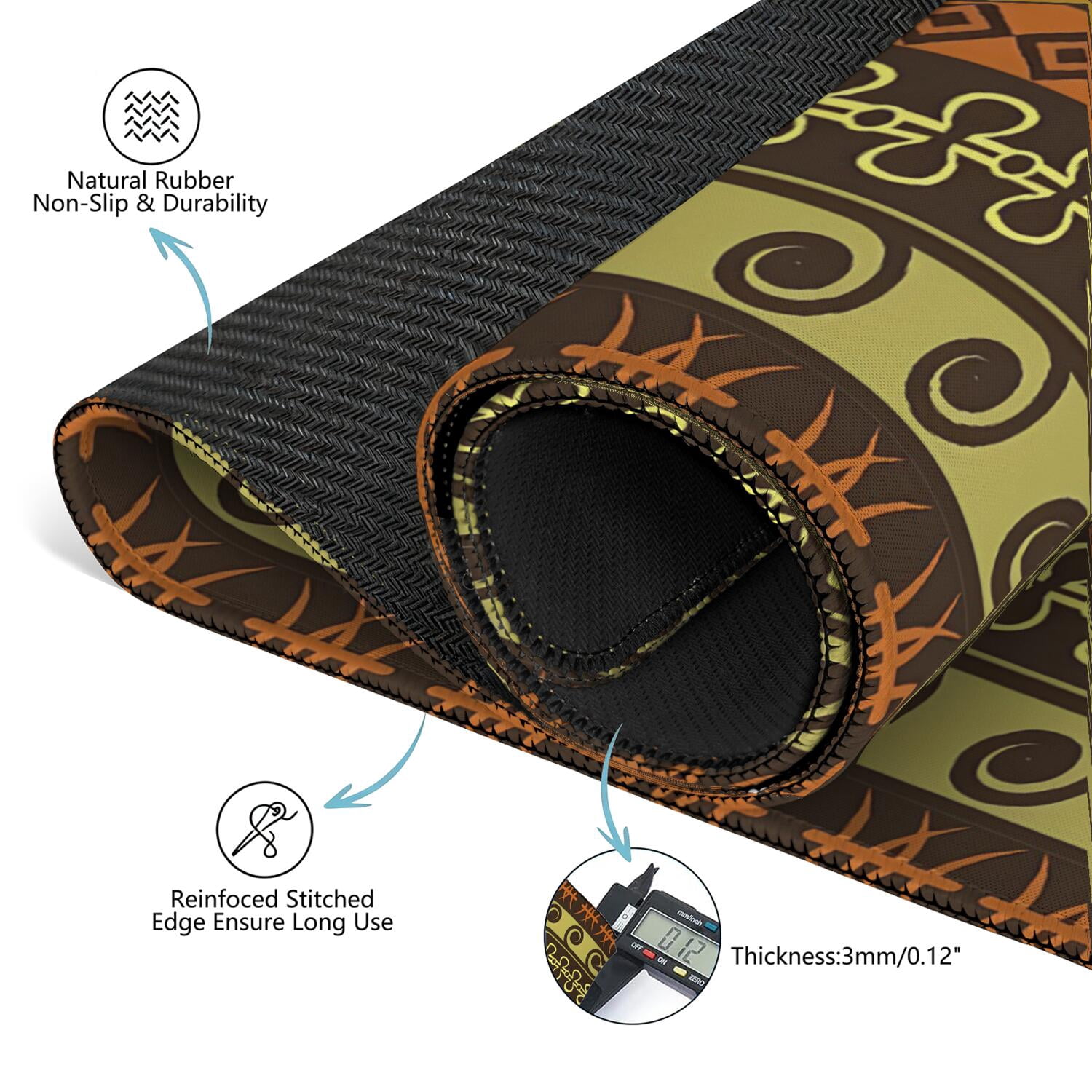 Boho Style Large Non-Slip Playing Surface for Mahjong 31.5x31.5 Inch Rubber Mat with Noise Dampening for Card Games Board Games and Game Room Decor