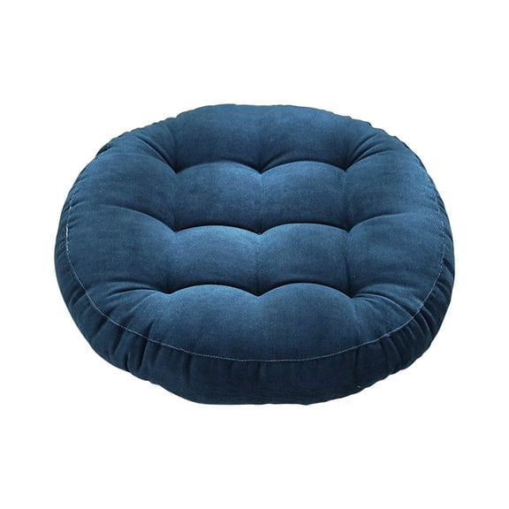 Hgallory Household Seat Cushion for Home Office, Solid Color Cotton Quilted Round Chair Cushions Breathable Chair Pads, Modern Style Home Decor Non-Slip Floor Cushion, 16"x16", 1PC, Blue