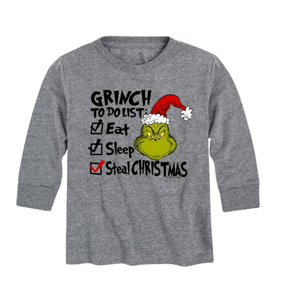 Dr. Seuss - Grinch To Do List - Toddler And Youth Long Sleeve Graphic T-Shirt