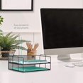 thumbnail image 3 of Durable Metal Steel Construction Mesh Letter Tray, Stackable Paper Tray Desk Organizer In Rose Gold, 2-Tier Set For Ample Storage And Space Saving, 3 of 5