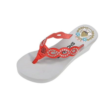 

Flip Flops for Women Girls Thong Slide Sandals - Summer Dressy Bohemian Travel Flat Sandals Cute Low Wedge Summer Open Toe Sandal Shoes