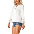 thumbnail image 4 of Edición INSPIRE CHIC Blusas de Encaje de Manga Larga con Media Botonera Bohemias para Mujeres, 4 of 6