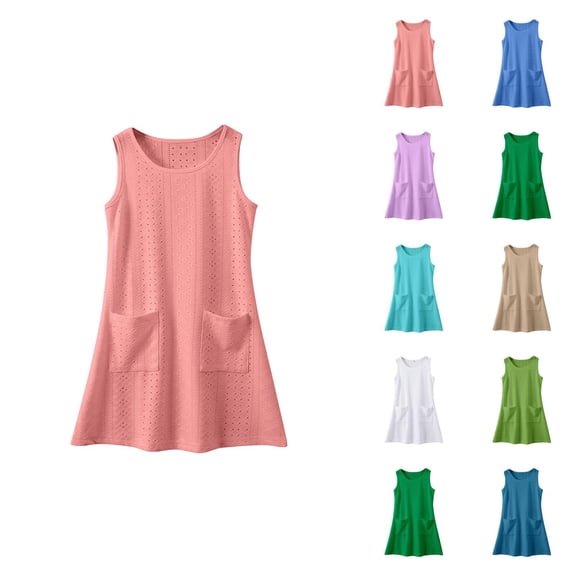 Girl Summer Boho Tie Shoulder Midi Tiered Dresses With Pockets Girls Dresses for Summer Beach Vacation Holiday Casual Party School Daily Wear