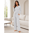 thumbnail image 5 of OHHSHEEN 2 piece womens lounge set, long sleeve pajama set for women, Soft Pjs Loungewear with Pockets, 5 of 6