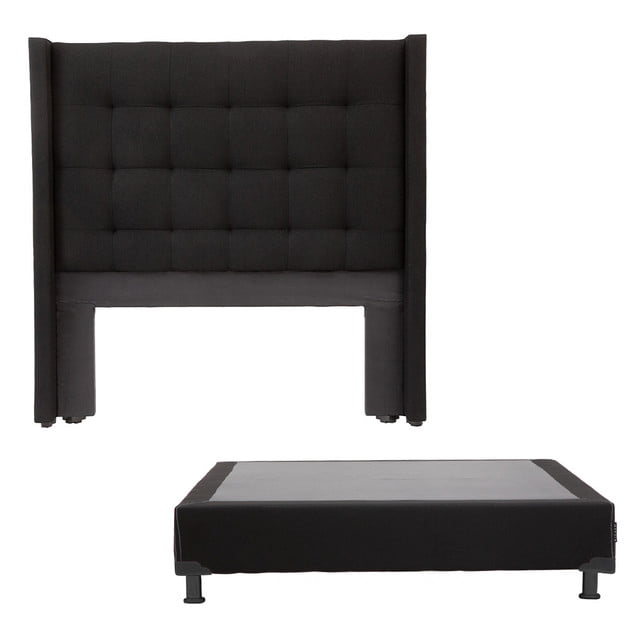 Box Base Cama Matrimonial + Cabecera Titan Negro Dicasa Titan Black