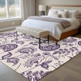 thumbnail image 2 of Farmhouse Dark Purple Floral Washable Area Rug 5 x 7 ft Linen Boho Paisley Flower Rustic , Soft Non Slip Rugs Stain Repellent Indoor Felt Carpet for Living Dining Room Bedroom Home Office, 2 of 9