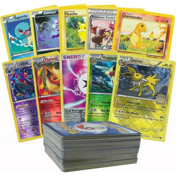 100 Assorted Pokemon Cards with Foils and 10 Promos!