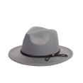 thumbnail image 2 of Winter Men Floppy Vintage Solid Color Wide Brim Belt Cap Bowler Fedora Hats, 2 of 8