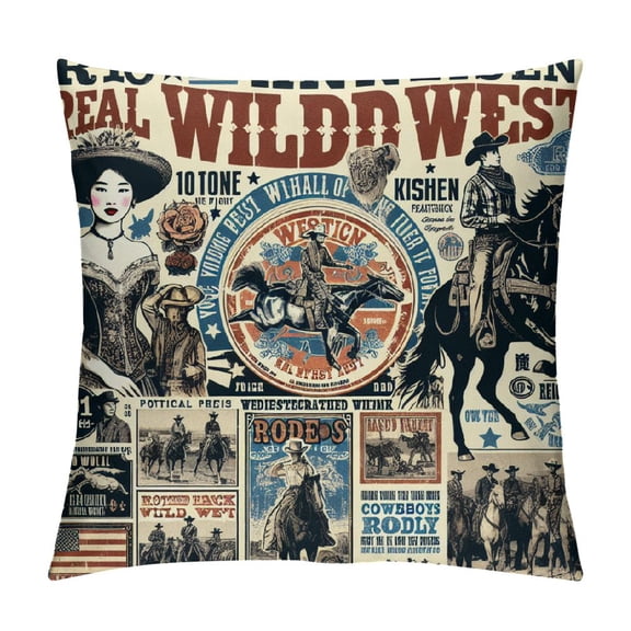 BCIIG Cowboys Wild West Americana Decorative Throw Pillow Cover Square Home Furnishing Short Plush 12x12in