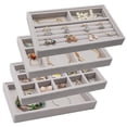 thumbnail image 1 of Stackable Jewelry Organizer Trays Drawer Inserts,Velvet Earring Display Trays, Box Ring Holder Necklace Case, Storage for Bracelet Brooch Watch, Set of 4 (Gray), 1 of 7