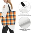 thumbnail image 3 of Balery Warm Orange Plaid Bolsa Tote Estilo Estético con Cremalleras, Bolsa de Hombro, Bolsa de Compras Grande y Plegable, 3 of 8