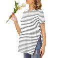 thumbnail image 2 of Ekouaer Women's Maternity Shirts Short Sleeve Pregnancy Tops Blouses Split Side Casual Crewneck Pregnant Tunic Tee, 2 of 6