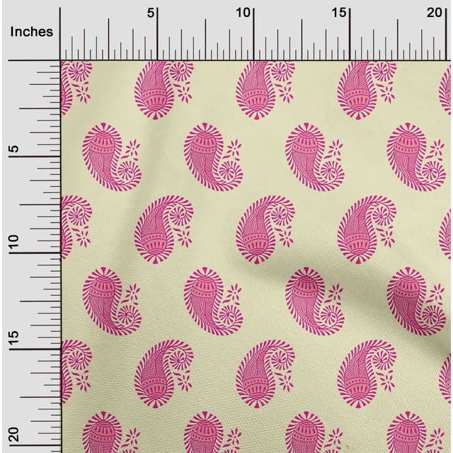 oneOone Georgette Viscose Fabric Paisley Block Print Sewing Fabric BTY 42 Inch Wide