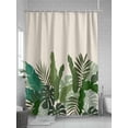 thumbnail image 5 of Fsddascl Palm Leaves Tropical Shower Curtain Set - Long 72" x 84" Washable Bathtub Curtain with 12 Hooks, Beige Summer Watercolor Botanical Waterproof Fabric Stall Shower Curtains for Bathroom, 5 of 6