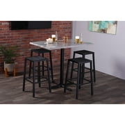 Holland 36 Stainless Round Base Rectangle Table in 48 White Marble