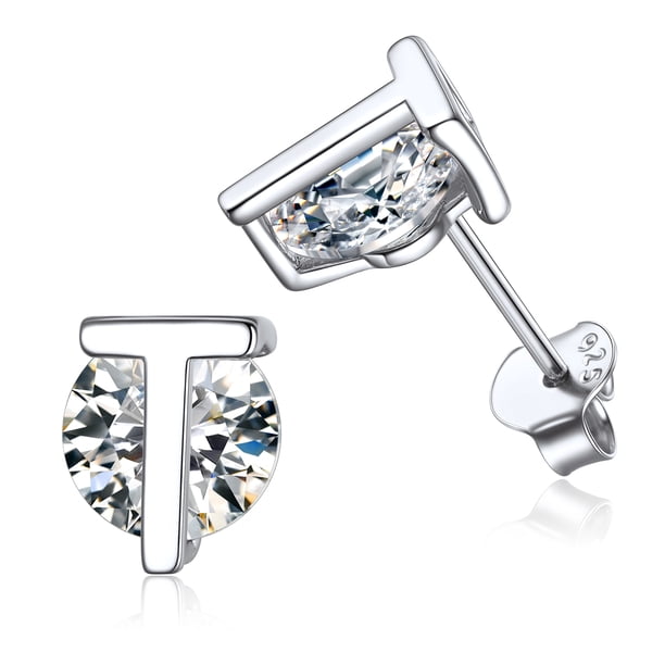 Pendientes de botón inicial PROSTEEL de Plata esterlina para mujer con circonita cúbica regalo de cumpleaños