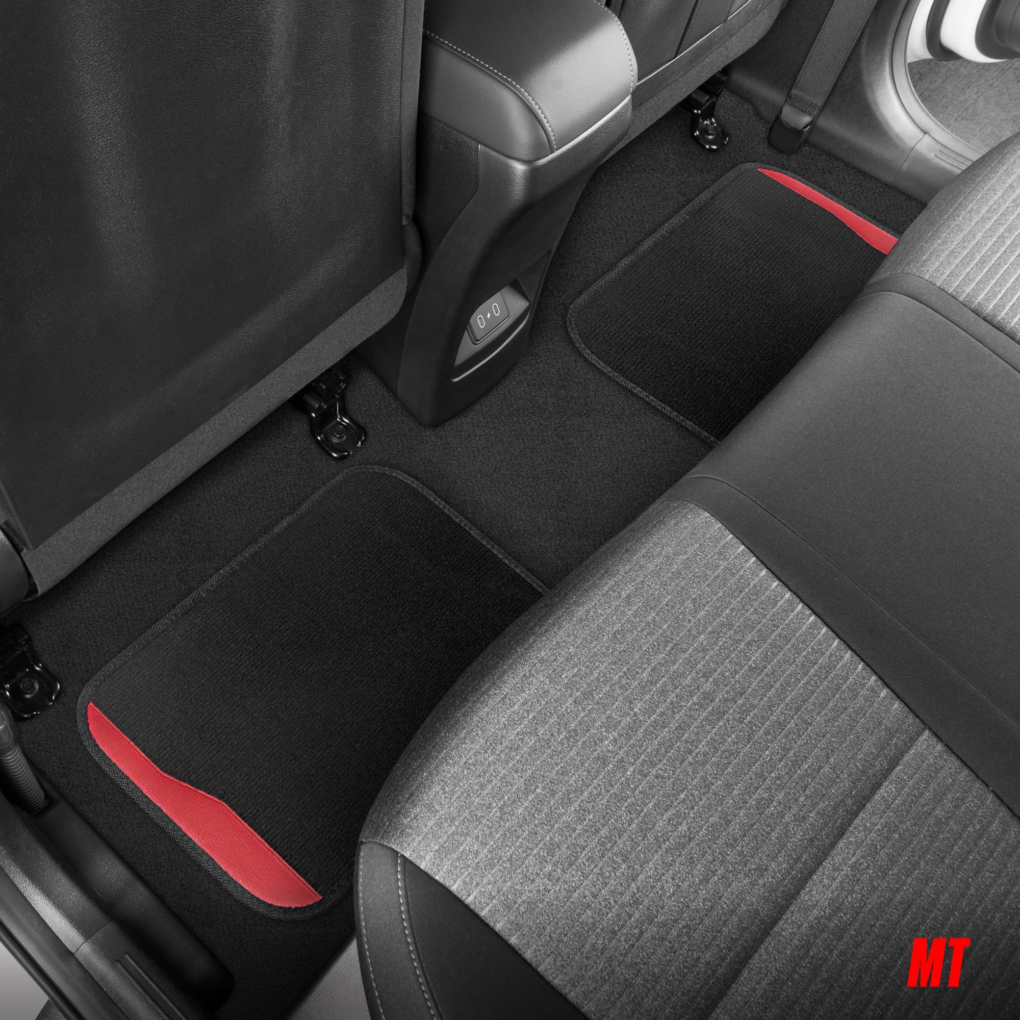 MotorTrend SpeedSeries Carpet Car Floor Mats Set - Universal Fit for Cars, Trucks, SUVs, Vans - Set of 4, Black & Red Car Mats Car Carpet Mats