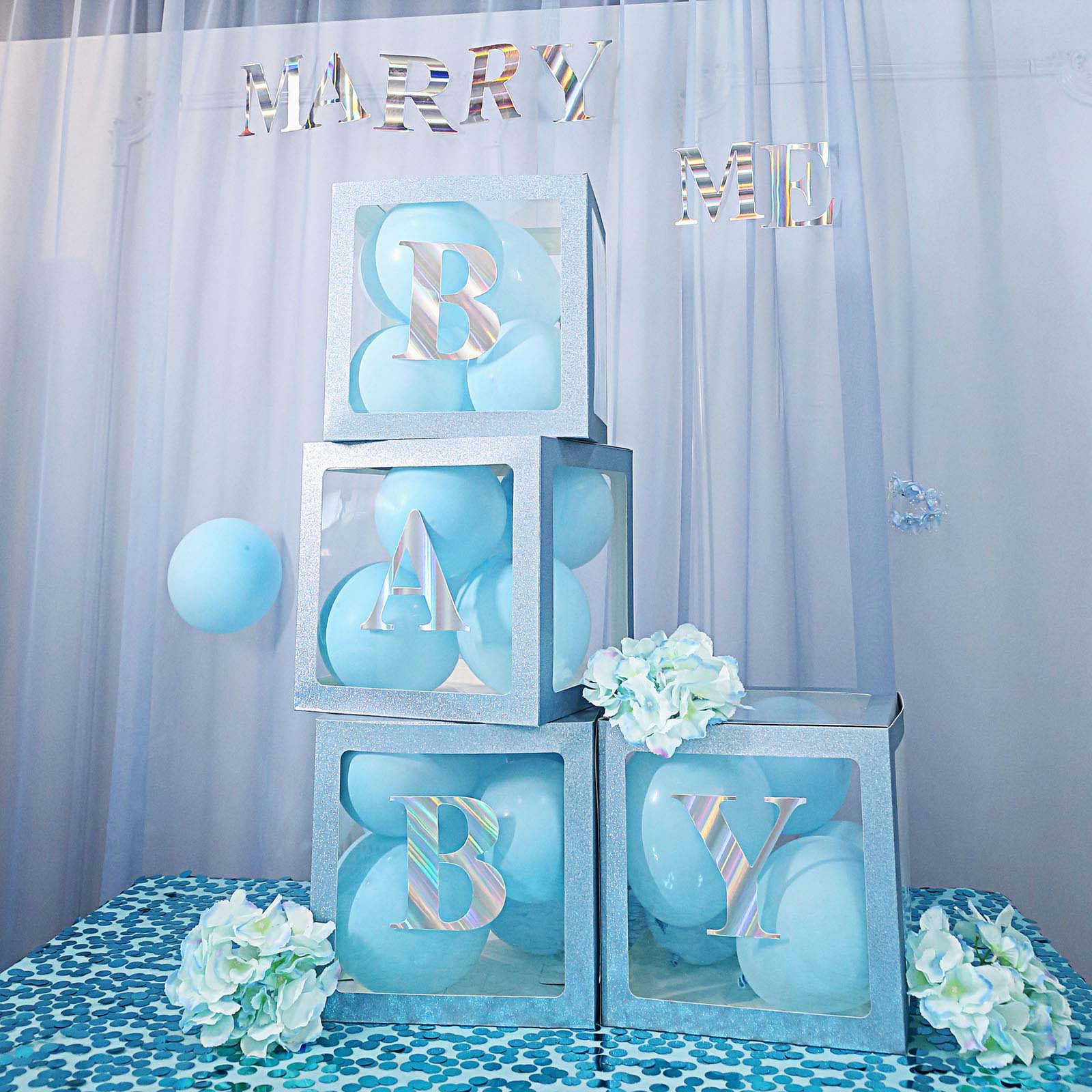 Efavormart 2pcs Blue Edges Balloon Boxes Transparent Decoration Boxes ...