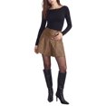 thumbnail image 2 of INSPIRE CHIC Women's Faux Leather Mini Skirt Flared A Line High Waist Pleated Zipper Lining Workwear Office PU Novelty Skirts XX Large Coffee, 2 of 5