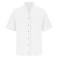 thumbnail image 4 of KAUOD Teen Girls Linen Shirt Cotton 3/4 Short Sleeve Button Down Henle𝐲 Shirts Kids Summer V Neck Casual Blouses Gauze Solid Tuni𝐜, 4 of 6