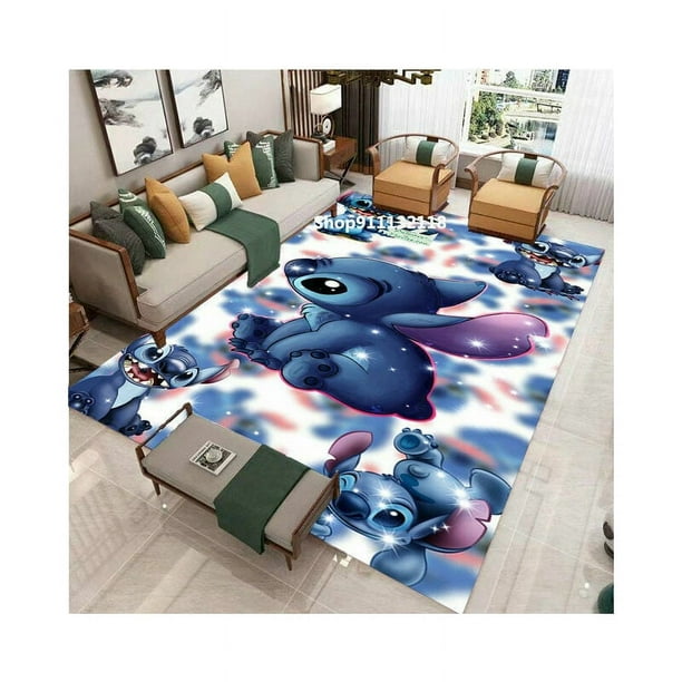 Lindo Lilo y Stitch Alfombra de Juegos para bebés Alfombra Antideslizante para Gatear para bebés Alfombra de Mickey para Dormitorio para niños, niñas y Adultos, 50 x 80 cm, Práctico BLANCO