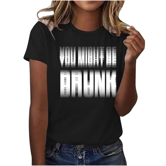 HOMBOM Womens Trendy Shirts Funny Tunic Tops Comfy Basic Short Sleeve Graphic Blouse for Ladies Crewneck