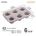 thumbnail image 3 of CHEFMADE 6-Cavity Canele Mold Cake Pan, Non-Stick Canele Muffin & Cupcake Bakeware, Oven Safe, Dishwasher Safe (Champagne Gold), 3 of 7