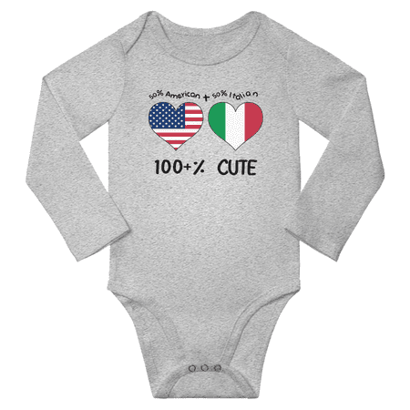 

50% American + 50% Italian = 100+% Cute Baby Long Slevve Bodysuits (Gray 18-24 Months)