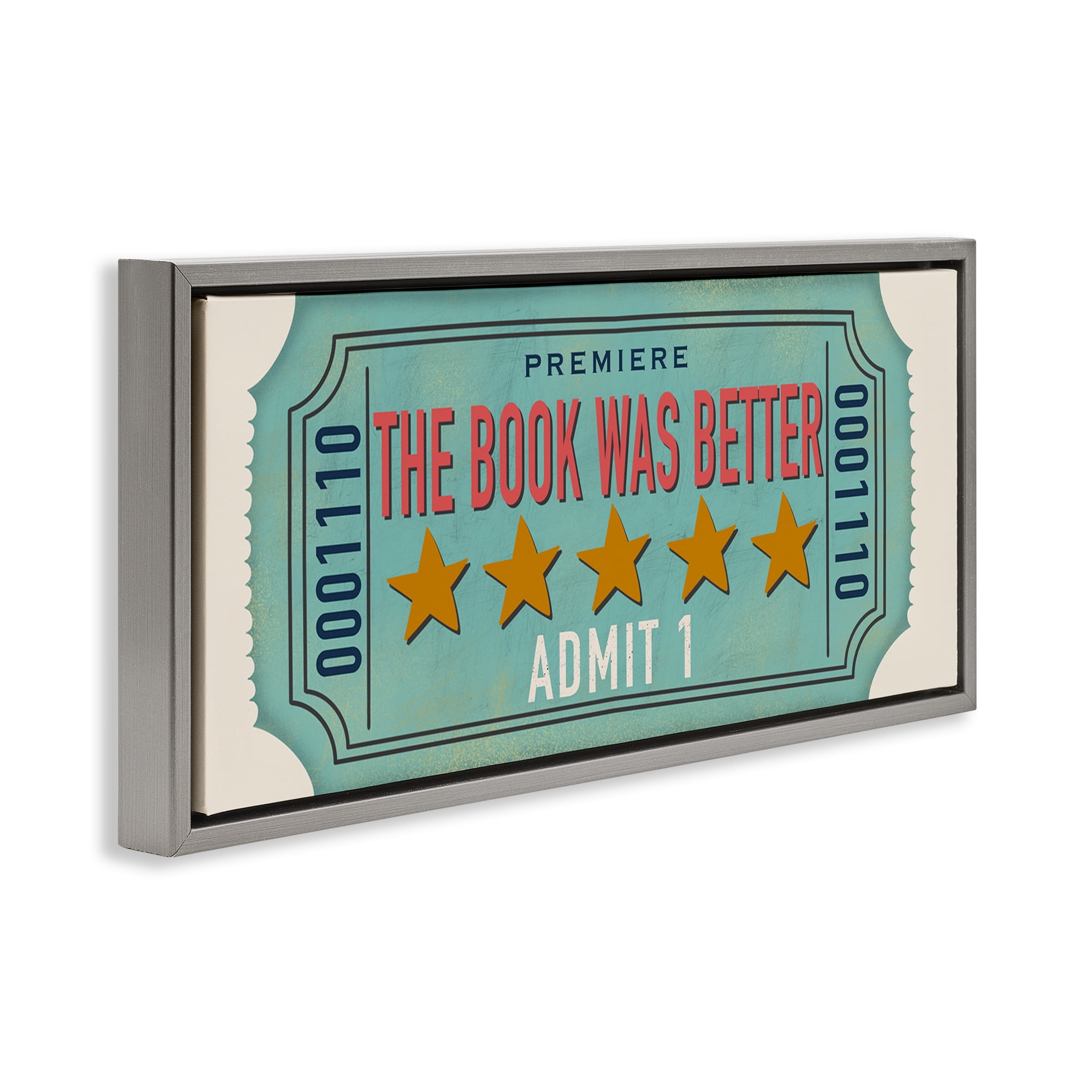 Stupell Industries The Book Was Better Gray Framed Floater Canvas Wall Art, design by Julia Frost