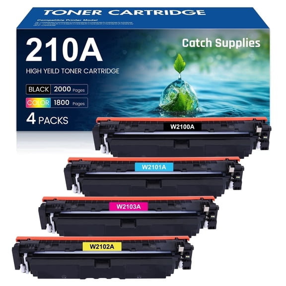 210A Toner Cartridges 4 Pack with Chip Compatible for 210A 210X 4301fdw W2100A W2100X Compatible for Color Laserjet Pro MFP 4301fdw 4301fdn 4201dw 4201dn Series Printer Ink BK/Y/C/M