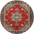 thumbnail image 1 of Ahgly Company Tapis Rond Traditionnel Lavable en Machine Rouge Tomate, 4 Pieds Rond, 1 of 7