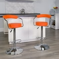 thumbnail image 4 of Contemporary Orange Vinyl Adjustable Height Barstool with Arms and Chrome Base, 4 of 6