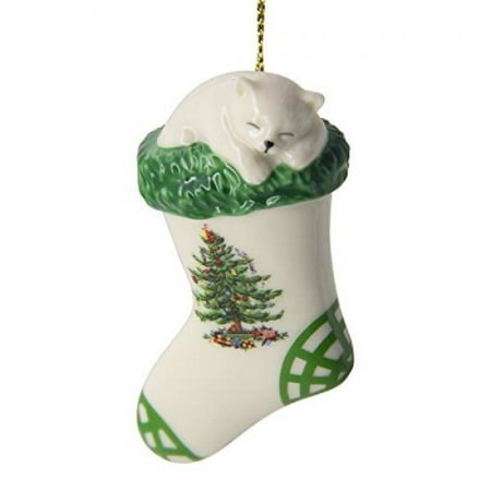 Spode Christmas Tree Ornament, Kitten in Stocking