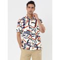 thumbnail image 3 of Unique Bargains Men's Irregular Geometric Short Sleeve Button Down Shirts White M, 3 of 6