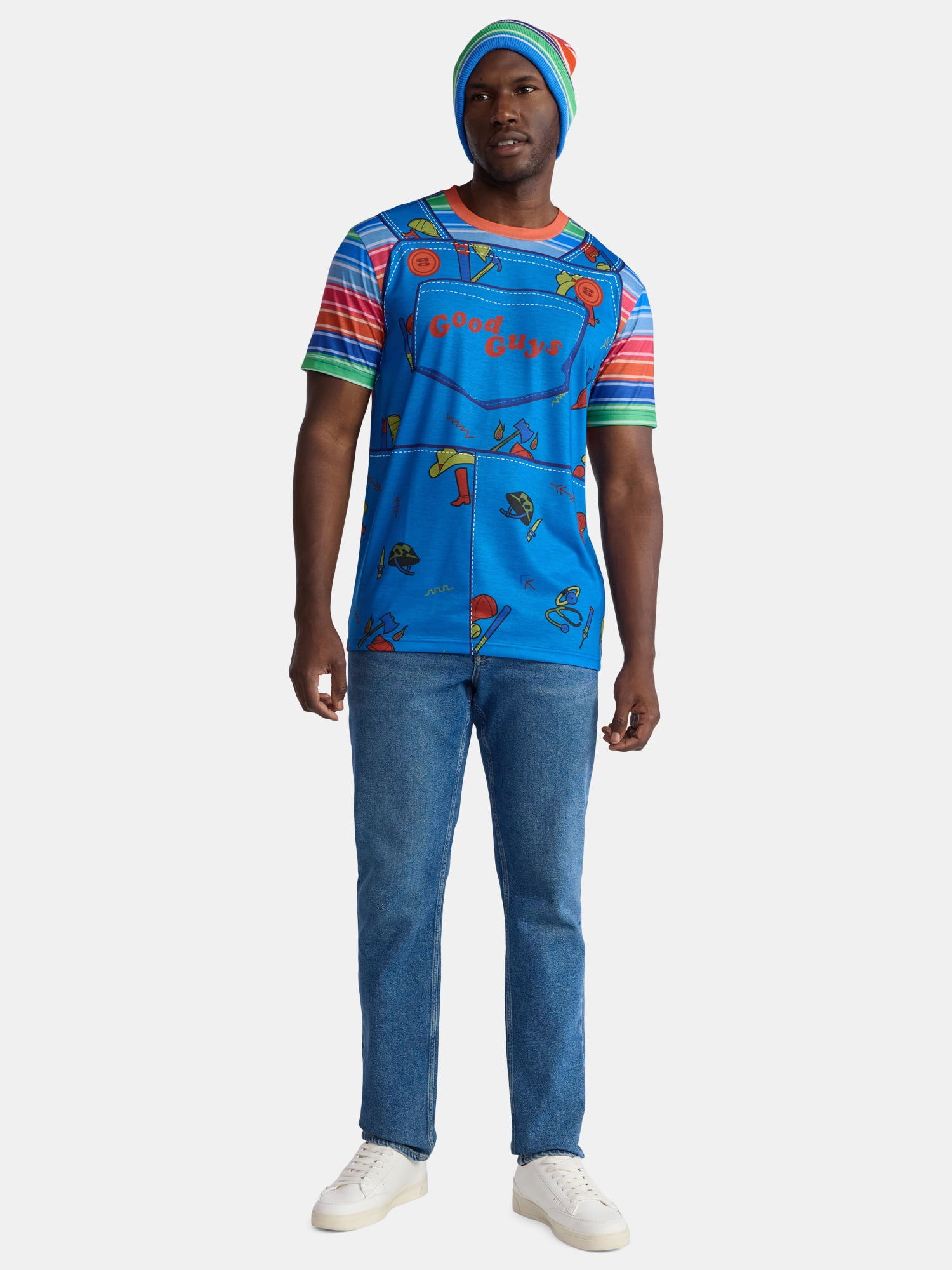 Chucky, Men's & Big Men's Graphic Halloween Cosplay T-Shirt and Matching Character Beanie, Sizes XS-3XL