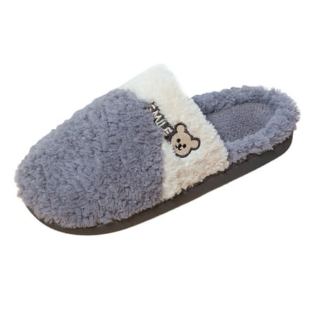 

Mens Slippers Ladies Home Cute Baotou Warm Cotton Slippers Winter Home Cotton Slippers Fashion Cute Printed Warm Slippers Casual Home Shoes Slippers for Men Suede Grey 42-43