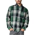 thumbnail image 2 of BiZtdJrK Men Vintage Button Down Shirt Big and Tall Long Sleeve Lapel Plaid Shirts Regular Fit Fashion Fall Pocket Tops AC-Green XXL, 2 of 8